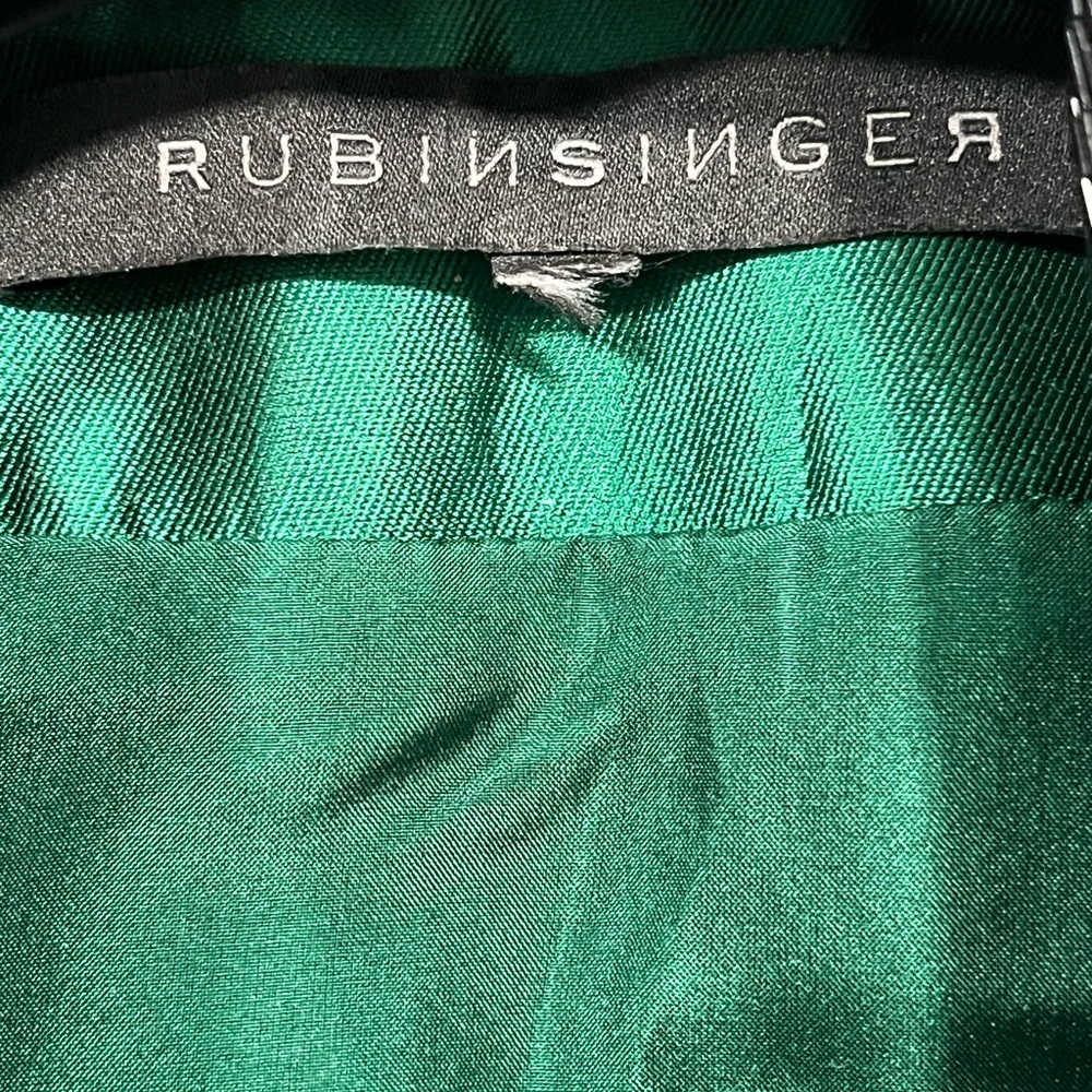 RUBIN SINGER Emerald Silk Faille Tuxedo‎ Mini Coat Dress 46 Sequin Lapel - Picture 6 of 8